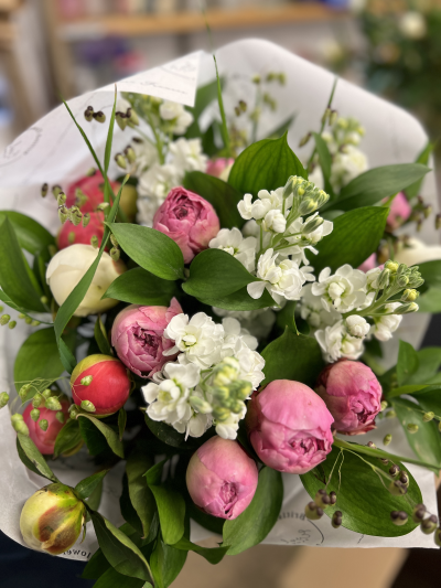 Florist Choice Bouquet - Seasonal flowers expertly arranged to suit the occasion. British blooms are our speciality and we use locally sourced flowers and foliage's to create stunning designs.