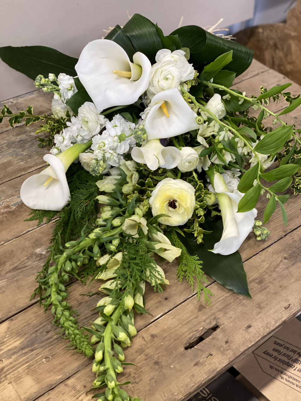 Natural Tied Sheaf - all white and greens