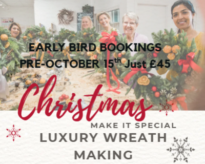 Luxury Wreath Workshop - Sunday 23rd November, 7PM - <!DOCTYPE html>
<html>
<body>
<h1>Early Bird Offer:</h1>
<h2>Book before 15th October to pay just <strong>£45!</strong></h2>
<div<br></div>
<p>Get into the festive spirit with Evolve Flowers’ Luxury Christmas Wreath Workshop at The Garden Studio, Donington. Using beautiful, seasonal British foliage and eco-friendly materials, we’ll guide you step-by-step to create a stunning, bespoke wreath to hang proudly on your door.</p>
<div><br></div>
<p>Whether you’re a complete beginner or a seasoned crafter, this hands-on session is perfect for adding a personal touch to your Christmas décor. Come along on your own or bring friends – groups are very welcome!</p>
<div><br></div>
<p><strong>Session time:</strong> 7pm</p>
<div<br></div>
<p><strong>Location:</strong> The Garden Studio, Donington PE11 4TT</p>
<div><br></div>
<p><strong>Price:</strong> £50 per person</p>

<div><br></div>
<p>All materials, tools, and festive refreshments are included.</p>
<div><br></div>
<p>Book your place now and make this Christmas truly special!</p>
</body>
</html>