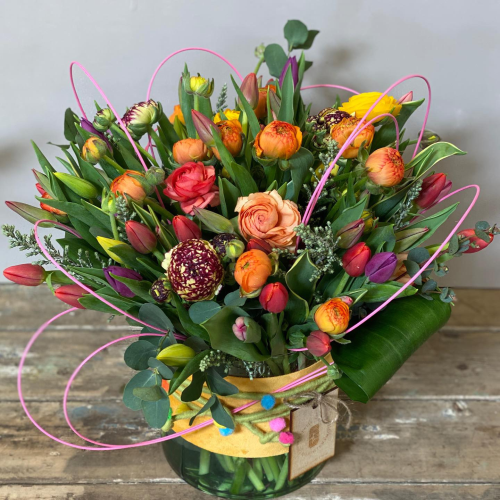 Mother’s Day Bright Ranunculus & Tulip Vase